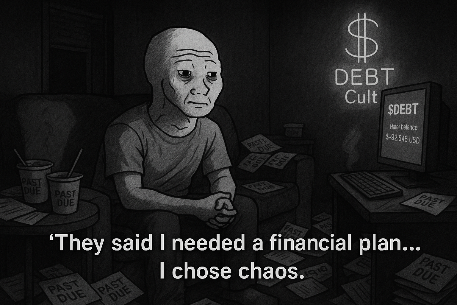 Wojak meme expressing crypto volatility vs TradFi stagnation